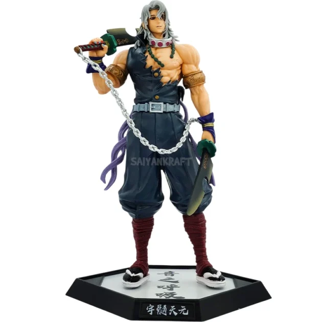 Tengen Uzui 30CM Demon Slayer Sound Hashira anime action figure with twin blades on display base
