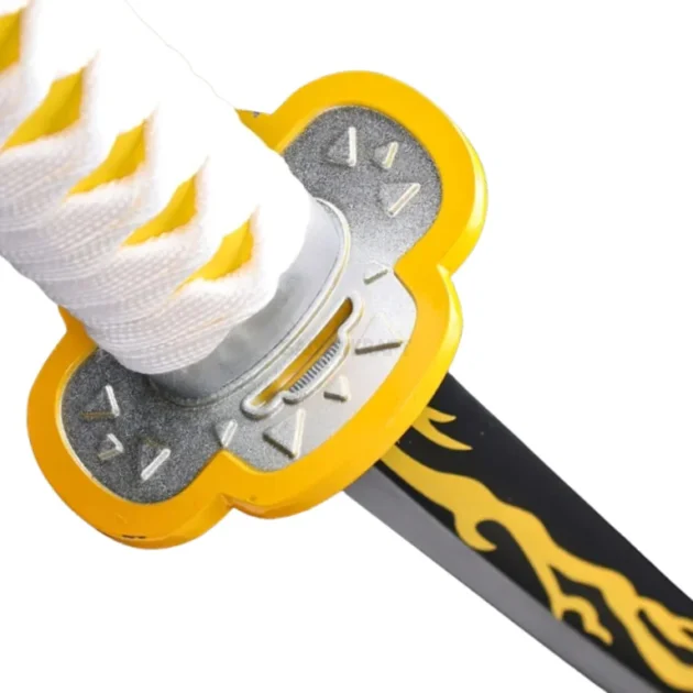 Zenitsu Agatsuma 104CM wooden katana with white sheath and lightning blade – Demon Slayer replica sword
