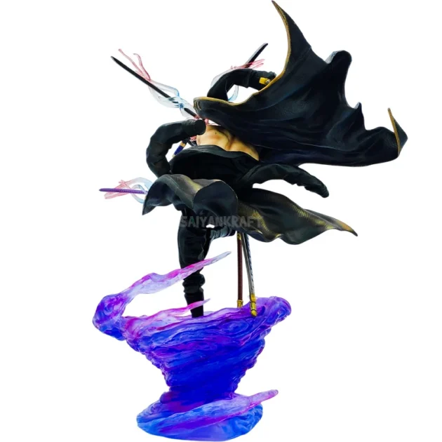 Roronoa Zoro One Piece 37CM LED Action Figure with Interchangeable Heads and Glowing Sword Aura
