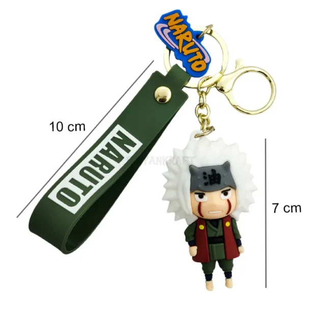 PVC Jiraiya keychain for Naruto fans – durable, lightweight anime collectible with chibi Jiraiya design, ideal for bags, keys, or gifting.