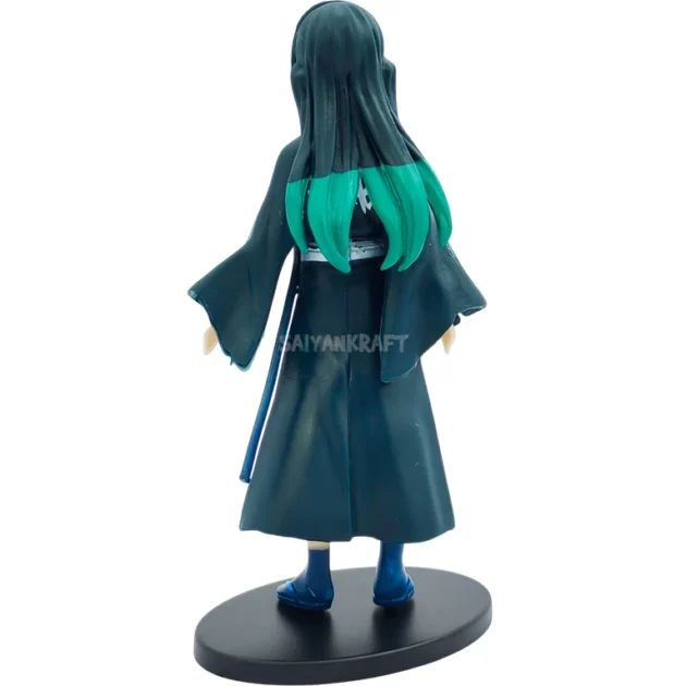 Muichiro Tokito 15CM Mist Hashira Demon Slayer figure in black uniform with green hair tips
