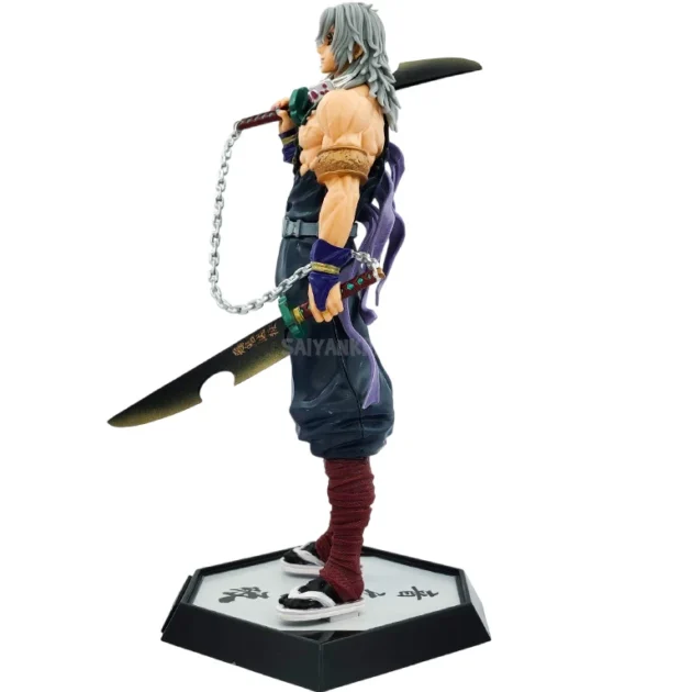 Tengen Uzui 30CM Demon Slayer Sound Hashira anime action figure with twin blades on display base