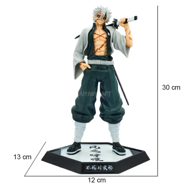 Sanemi Shinazugawa 30CM Demon Slayer figure with katana and kanji base collectible
