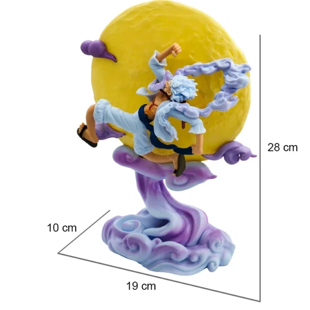 Luffy Gear 5 moon lamp anime figure with glowing LED full moon and cloud base – 28CM One Piece collectible