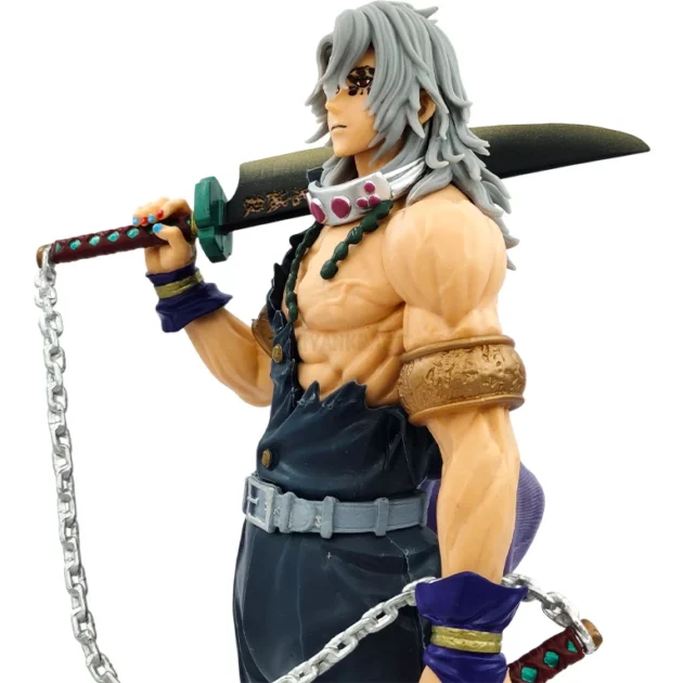 Tengen Uzui 30CM Demon Slayer Sound Hashira anime action figure with twin blades on display base