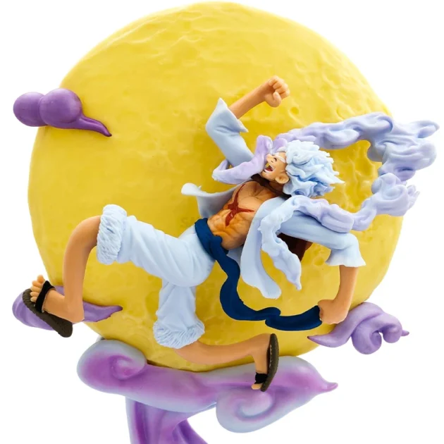 Luffy Gear 5 moon lamp anime figure with glowing LED full moon and cloud base – 28CM One Piece collectible