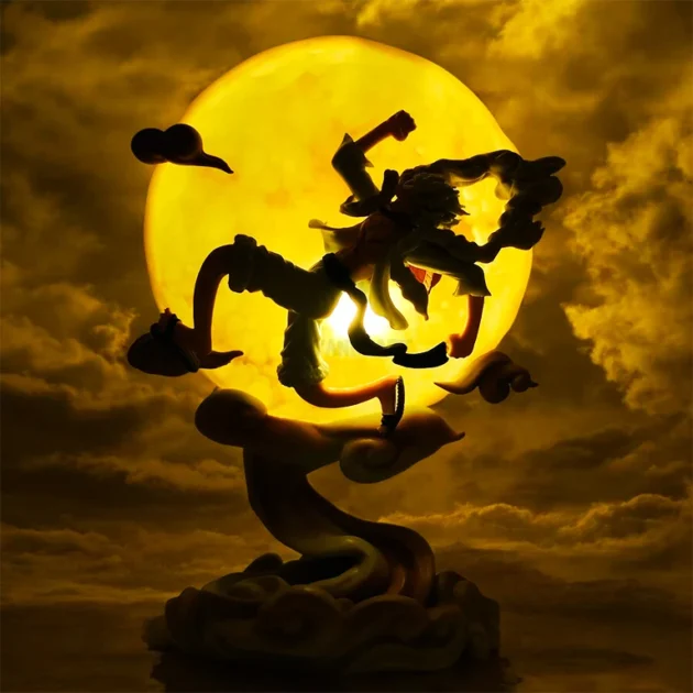 Luffy Gear 5 moon lamp anime figure with glowing LED full moon and cloud base – 28CM One Piece collectible