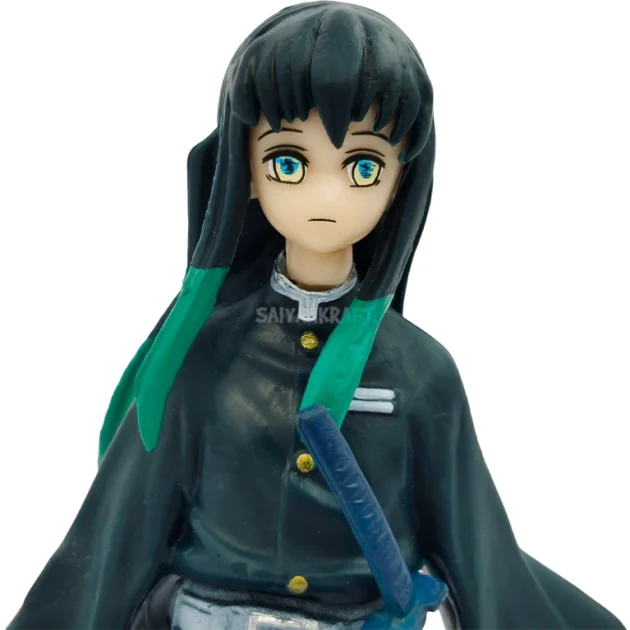Muichiro Tokito 15CM Mist Hashira Demon Slayer figure in black uniform with green hair tips