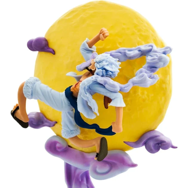 Luffy Gear 5 moon lamp anime figure with glowing LED full moon and cloud base – 28CM One Piece collectible
